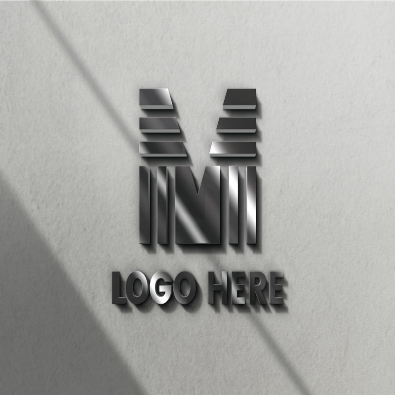 فایل موکاپ لوگوی سه بعدی فولادی - 3D Steel Logo Mockup