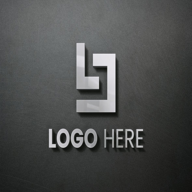 فایل موکاپ لوگو سه بعدی فلزی - 3D Steel Sign Logo Mockup