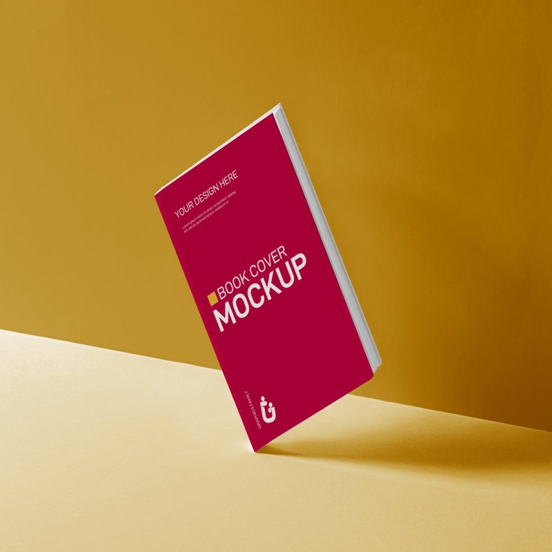 فایل ماک‌آپ جلد کتاب کج سه‌بعدی - 3D Tilted Book Cover Mockup