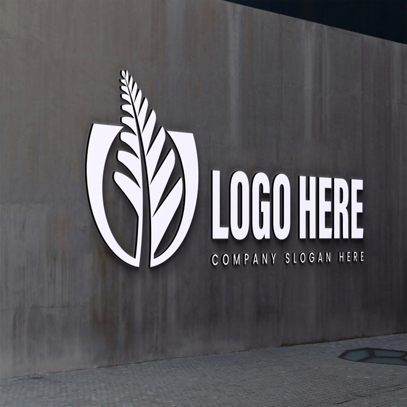 فایل موکاپ لوگوی دیواری سه بعدی - 3D Wall Sign Logo Mockup