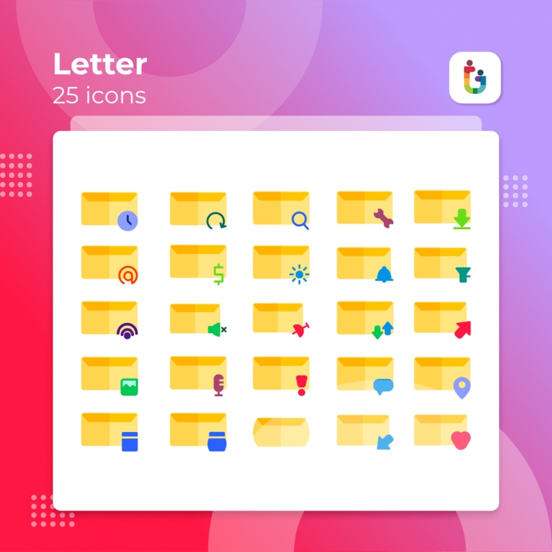 فایل 25 آیکون برتر حروف - 25 Best Letter Icons