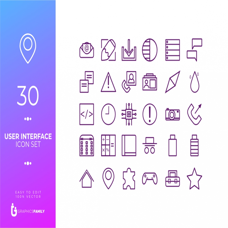 فایل 30 بسته آیکون رابط کاربری - SVG (AI) - 30 User Interface Icon Pack – SVG (AI)