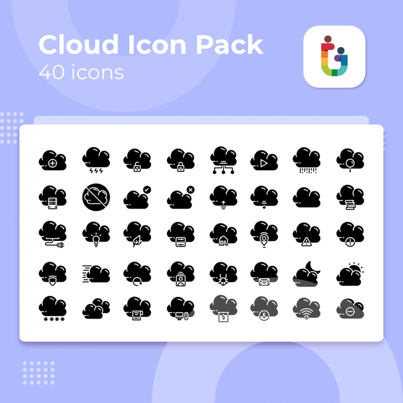 فایل ۴۰ بسته آیکون ابر - 40 Cloud Icon Pack