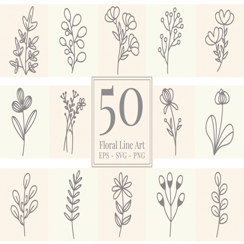 فایل دانلود ۵۰ وکتور گل - 50 Floral Vectors Download