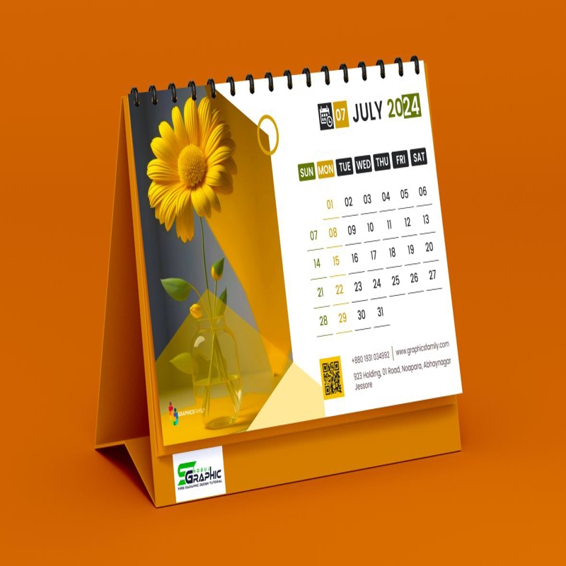 فایل الگوی طراحی تقویم رومیزی مینیمال و ساده ۲۰۲۴ - 2024 Minimal and Simple Desk Calendar design Template
