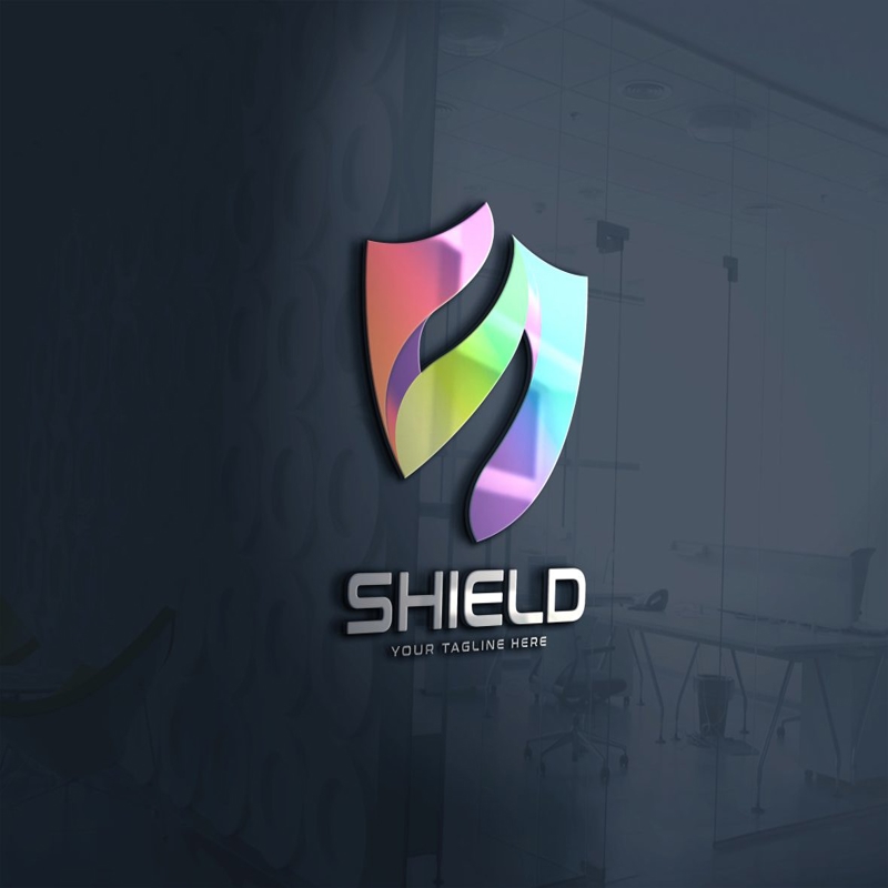 فایل طراحی لوگوی سپر رنگارنگ انتزاعی - Abstract Colorful Shield Logo Design