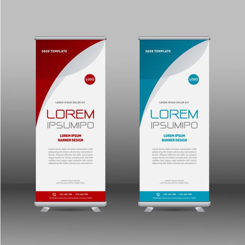 فایل طرح بنر رول آپ انتزاعی - Abstract roll up banner standee design