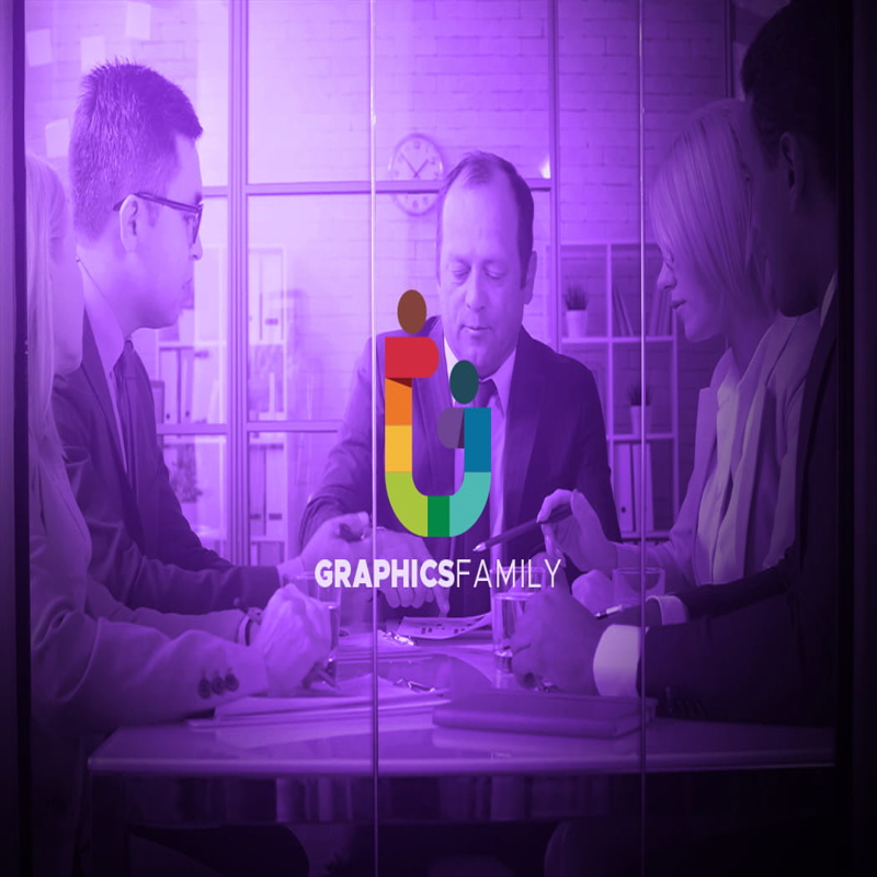 فایل موکاپ لوگوی متحرک شیشه‌ای دفتر - Animated Office Glass Logo Mockup