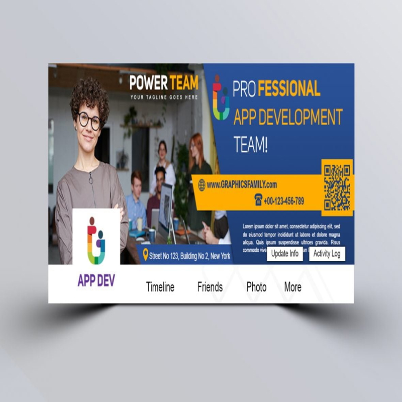 فایل قالب PSD کاور فیسبوک مخصوص توسعه‌دهندگان اپلیکیشن - Application Developer PSD Facebook Cover Template