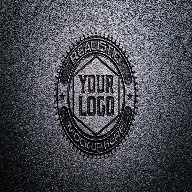 فایل موکاپ لوگو حکاکی آسفالت - Asphalt Engrave Logo Mockup