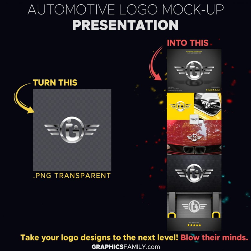 فایل موکاپ ارائه لوگو خودرو - Automotive Logo Presentation Mockup