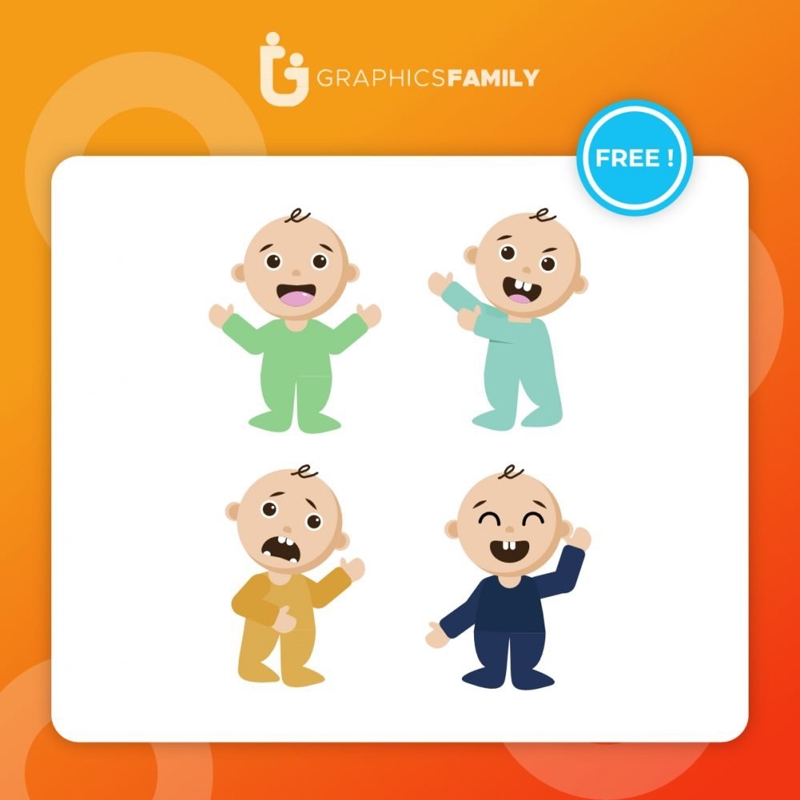 فایل مجموعه نوزادان به سبک وکتور نقاشی شده با دست - Babies collection in hand drawn style Vector