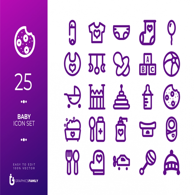 فایل مجموعه آیکون‌های نوزادان - Babies Icon Set