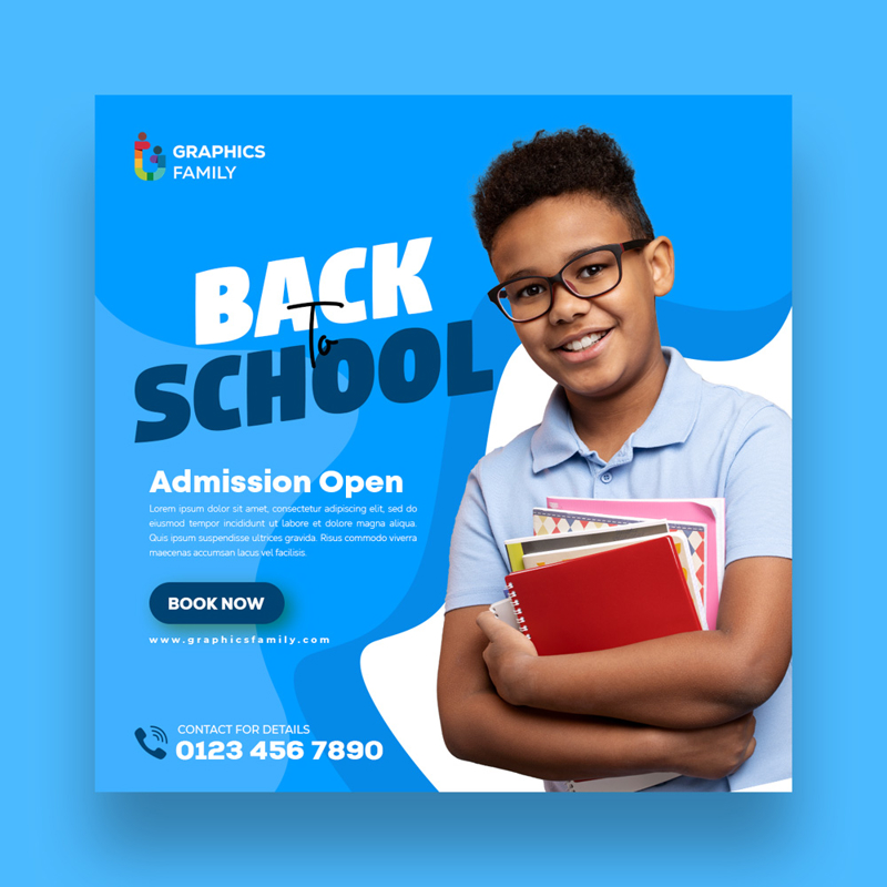 فایل طراحی پست شبکه‌های اجتماعی بازگشت به مدرسه - Back to School Social Media Post Design