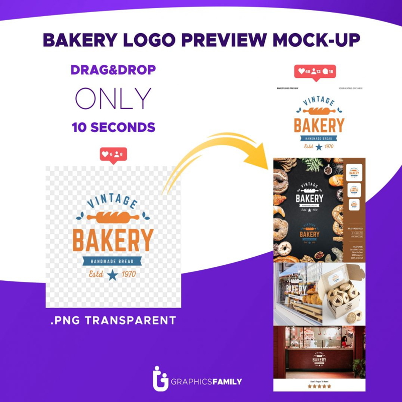 فایل پیش‌نمایش لوگو نانوایی - Bakery Logo Preview Mockup