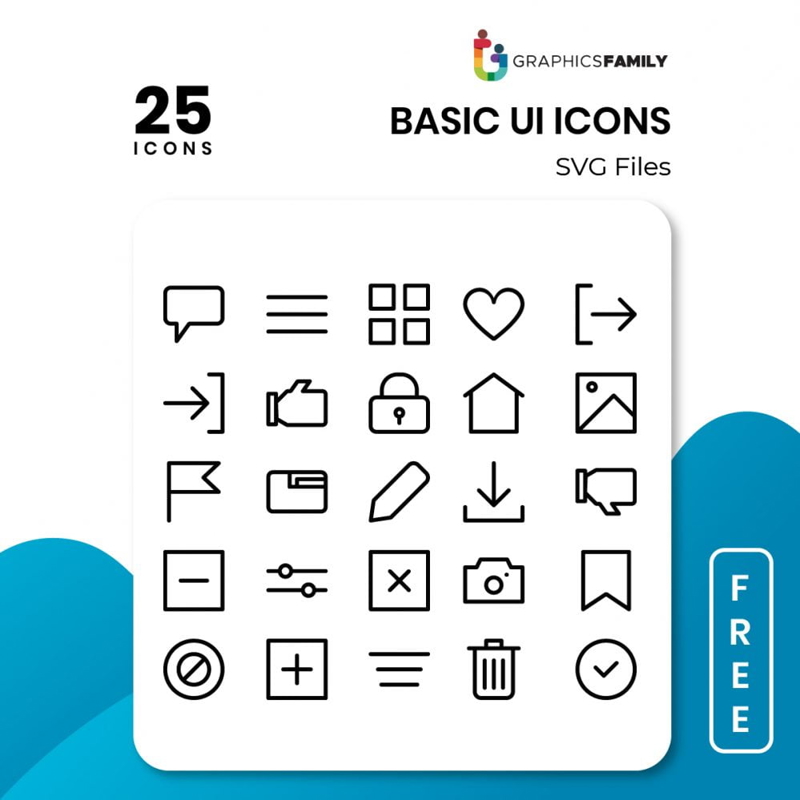 فایل آیکون‌های رابط کاربری پایه - Basic UI Icons