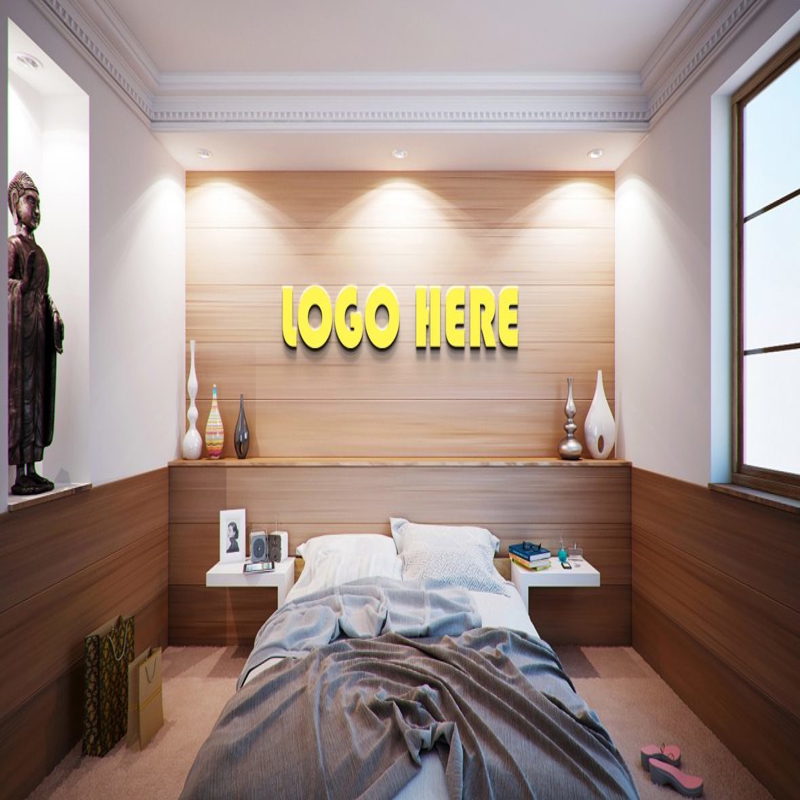 فایل موکاپ لوگو اتاق خواب - Bedroom Logo Mockup