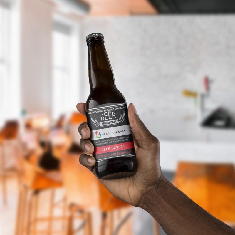 فایل ماکت بطری نوشیدنی - Beer Bottle Mockup