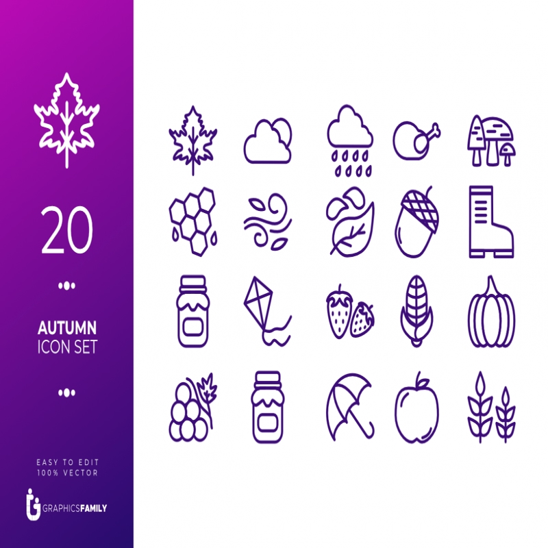 فایل دانلود بهترین مجموعه آیکون‌های پاییزی - Best Autumn Icon Set Download