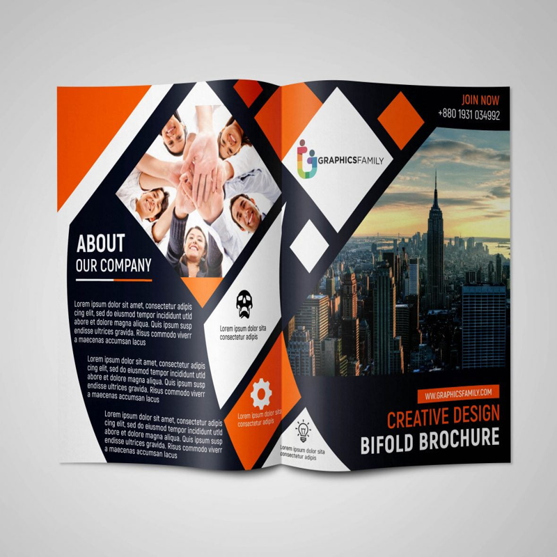فایل بروشور دو لت با طرح انتزاعی وکتور - Bi Fold Brochure Design In Abstract Style Template