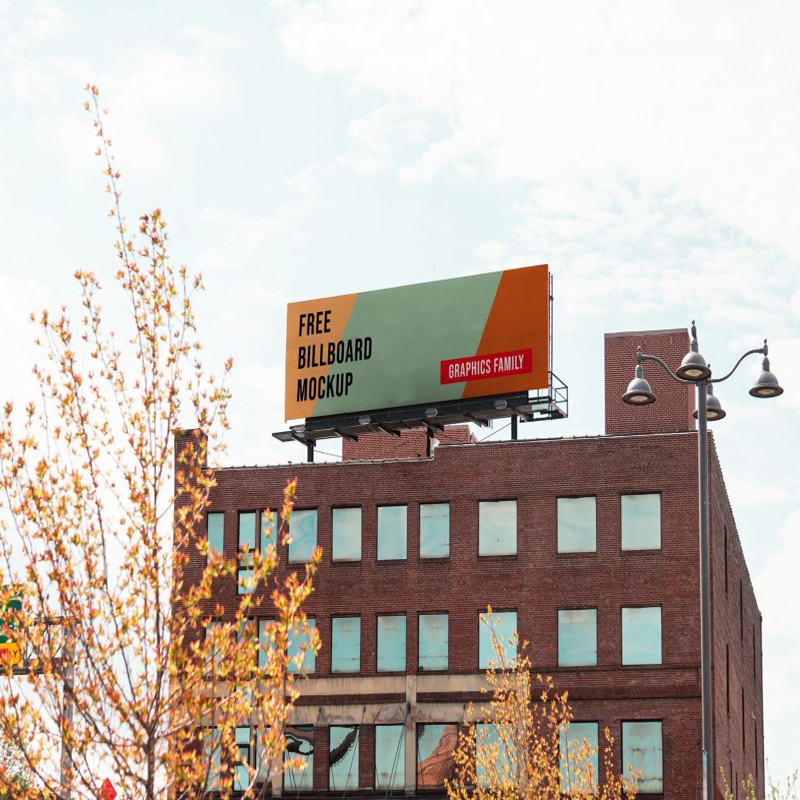 فایل ماکت طراحی بیلبورد روی ساختمان - Billboard Design on Building Mockup