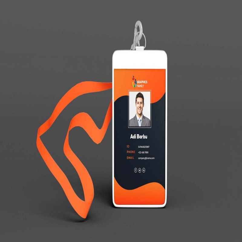 فایل طراحی قالب کارت شناسایی کارمند سیاه و نارنجی - Black and Orange Employee Id Card Template Design