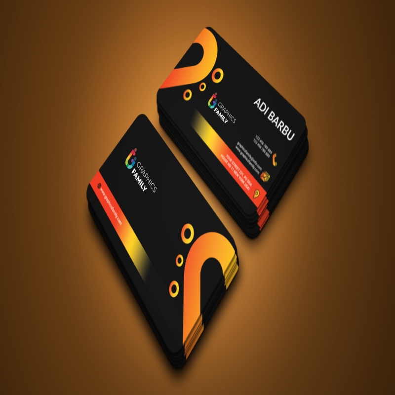 فایل الگوی طراحی کارت ویزیت قابل چاپ سیاه و نارنجی - Black and Orange Printable Business Card Design Template