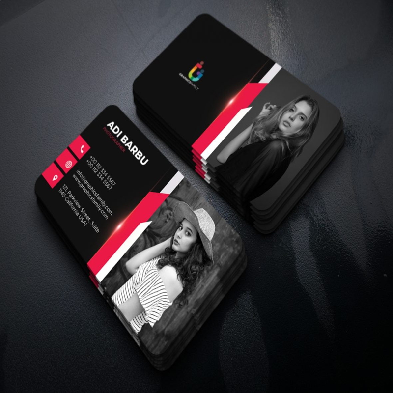 فایل قالب کارت ویزیت عکاس سیاه و قرمز - Black and Red Photographer Business Card Template