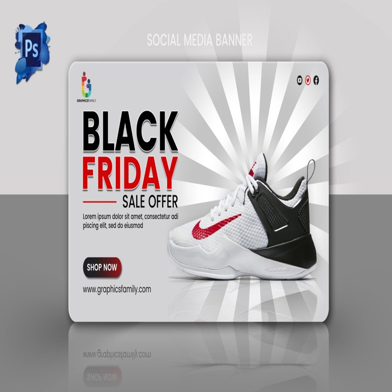 فایل طراحی بنر فروشگاه اینترنتی با تخفیف ویژه جمعه سیاه - Black Friday Sale Ecommerce Website Banner Design