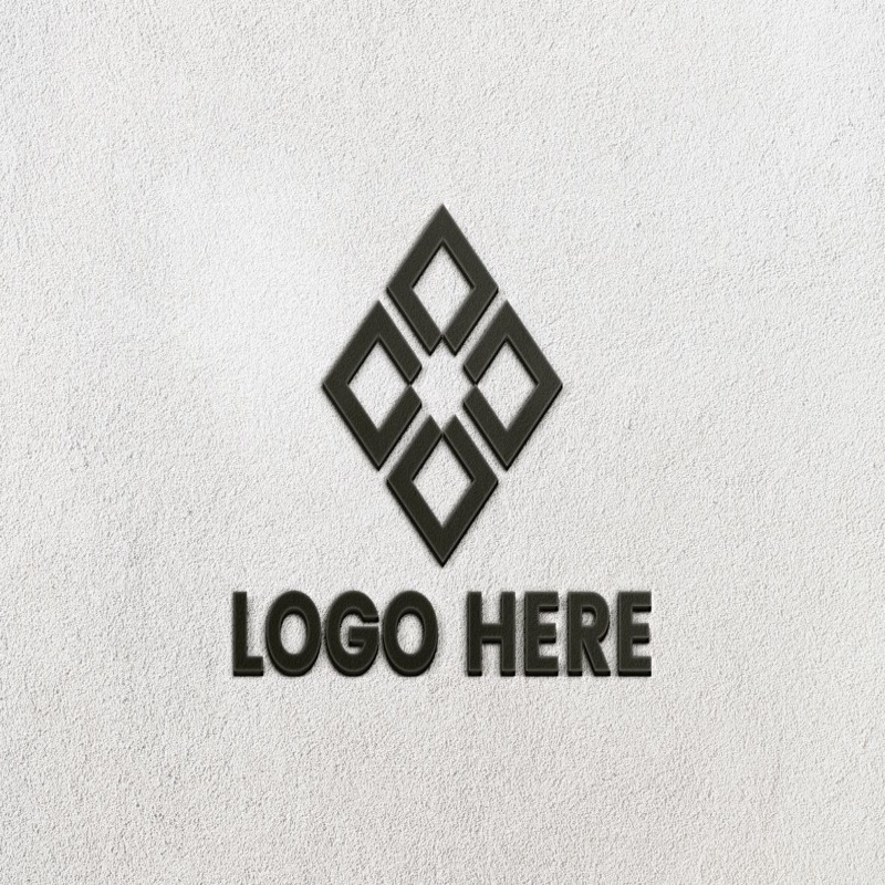 فایل موکاپ لوگوی مشکی روی دیوار سفید - Black Logo Mockup on White Wall