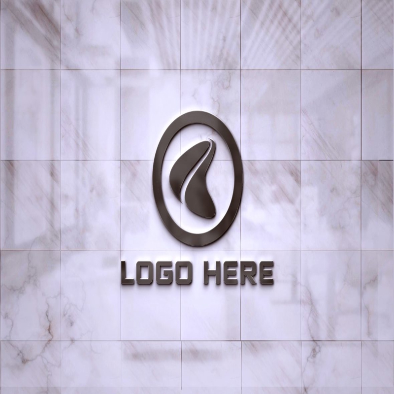 فایل موکاپ لوگو مشکی با دیوار کاشی - Black Logo Mockup With Tiles Wall