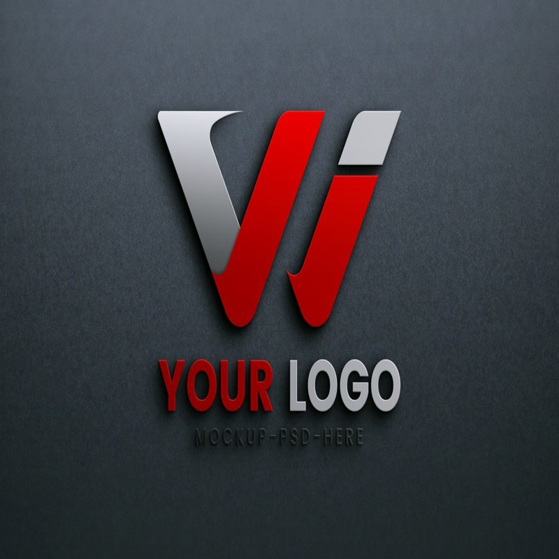 فایل موکاپ طراحی لوگو دیوار سیاه - Black Wall Logo Design Mockup