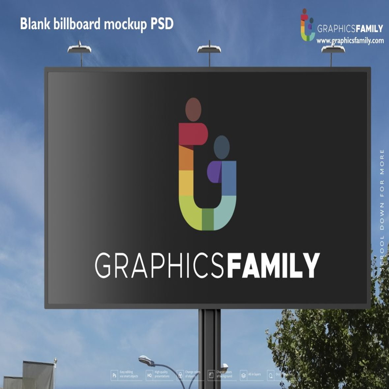 فایل ماک‌آپ بیلبورد خالی (PSD) - Blank billboard mockup Psd