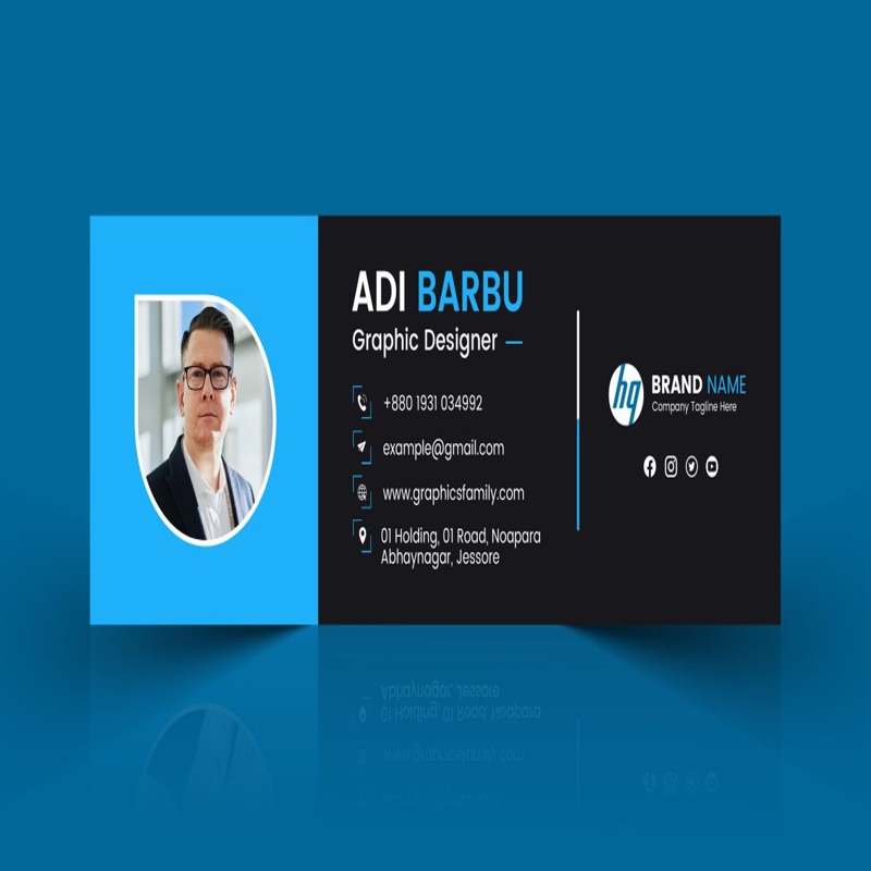 فایل طراحی امضای ایمیل آبی و مشکی - Blue and Black Email Signature Design