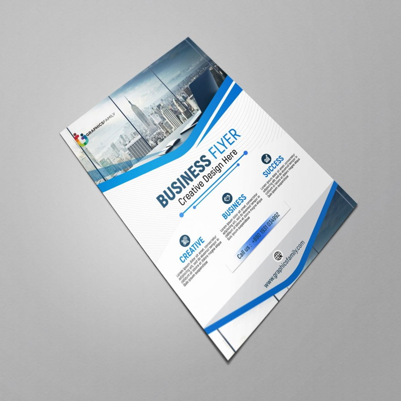 فایل بروشور تجاری آبی و سفید - Blue and white business brochure