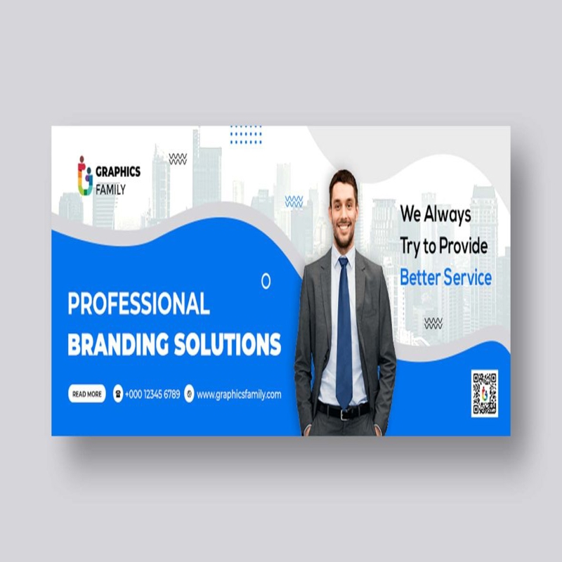 فایل طراحی بنر وب حرفه ای آبی و سفید - Blue and White Professional Web Banner Design