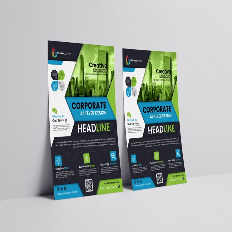 فایل الگوی بروشور شرکتی آبی - Blue Corporate Flyer Template