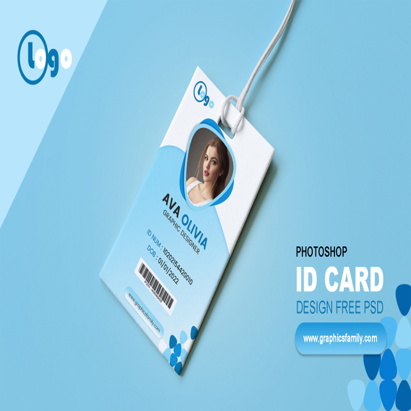 فایل طراحی کارت شناسایی آبی - Blue ID Card Design