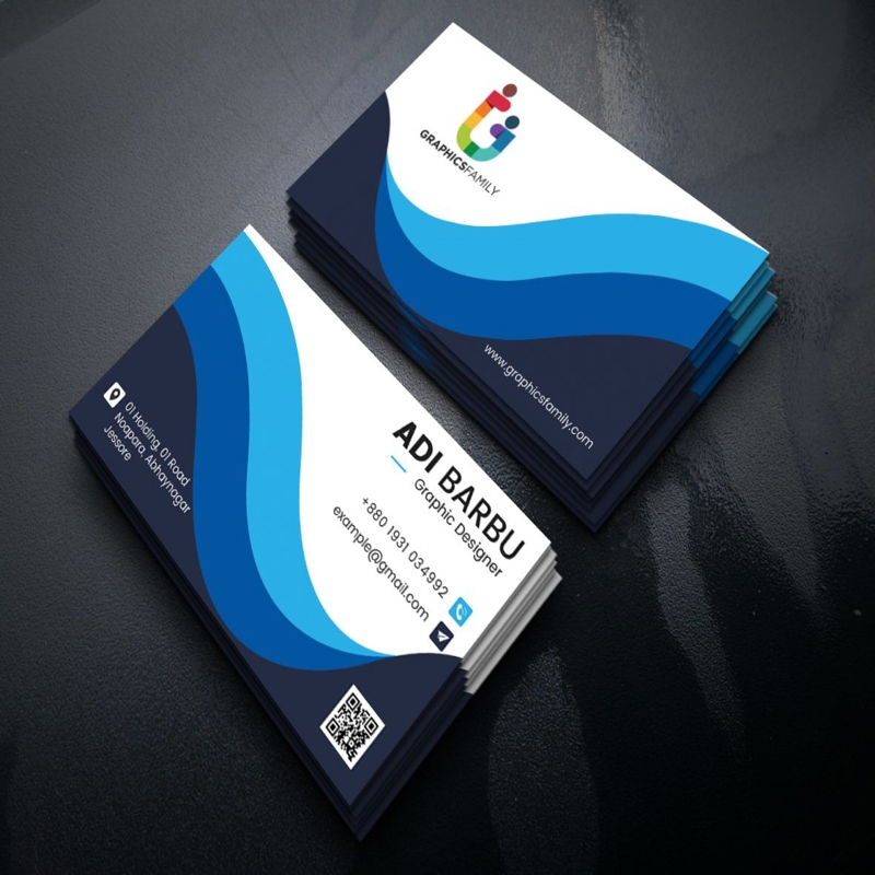 فایل کارت ویزیت آبی موج دار - Blue Wavy Business Card