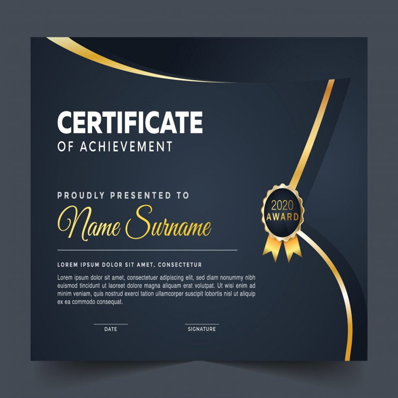 فایل طرح تقدیرنامه آبی با خط طلایی و روبان - Blue with Golden Line and Ribbon Certificate of Appreciation Design