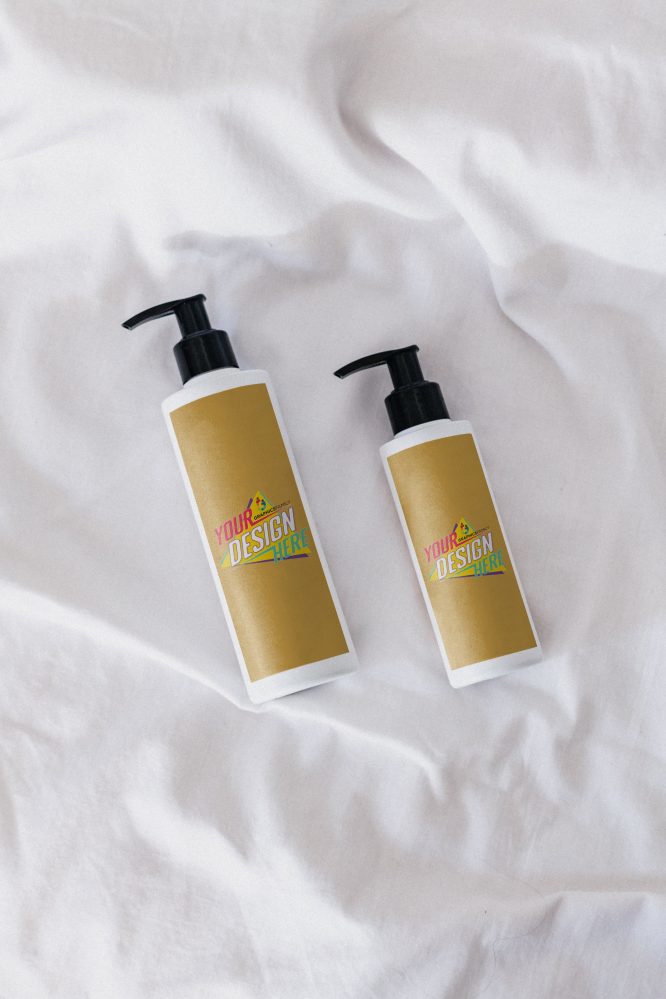 فایل ماک‌آپ طرح‌های بطری‌های شستشوی بدن و مو - Body And Hair Wash Bottles Designs Mockup