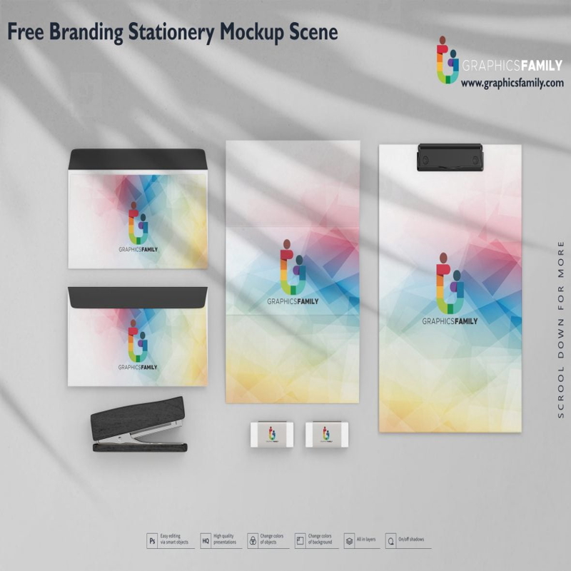 فایل صحنه ماکت لوازم التحریر برندسازی - Branding Stationery Mockup Scene