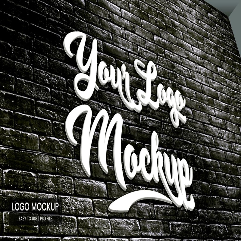 فایل موکاپ لوگو دیوار آجری - Brick Wall Logo Mockup