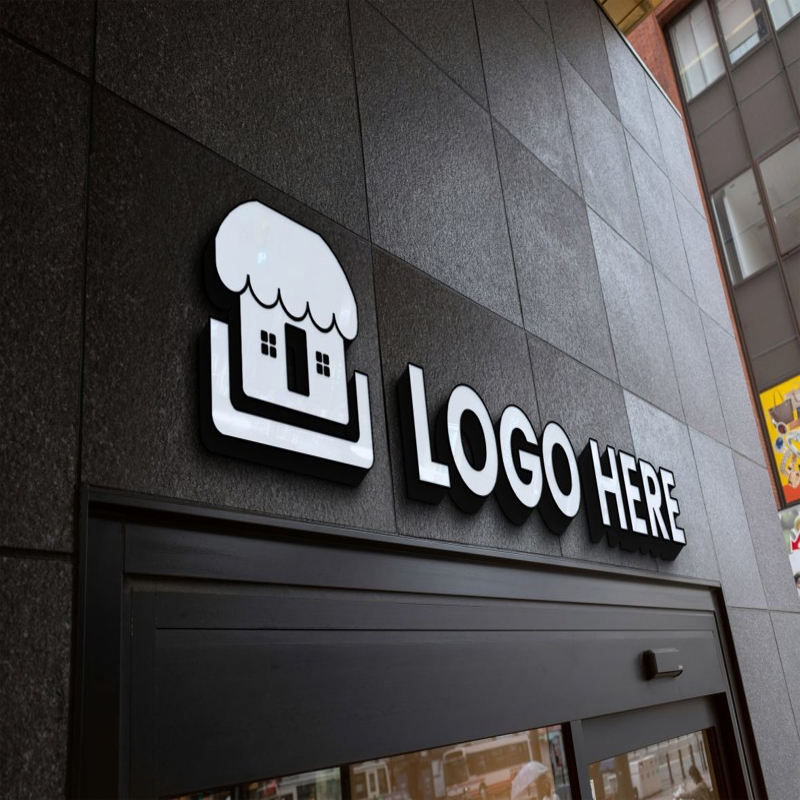 فایل موکاپ لوگو ساختمان - Building Logo Sign Mockup