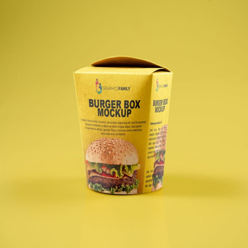 فایل موکاپ PSD جعبه برگر - Burger Box PSD Mockup