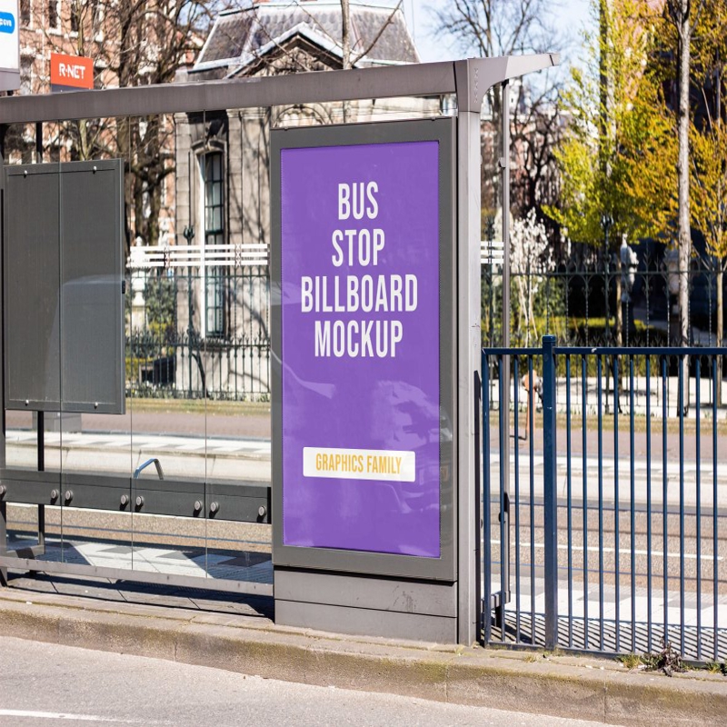 فایل موکاپ بیلبورد ایستگاه اتوبوس - Bus Stop Billboard Mockup