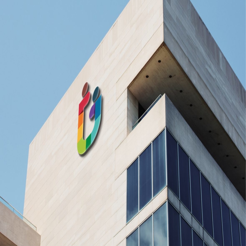فایل موکاپ لوگو سه بعدی ساختمان تجاری - Business Building 3D Logo Mockup