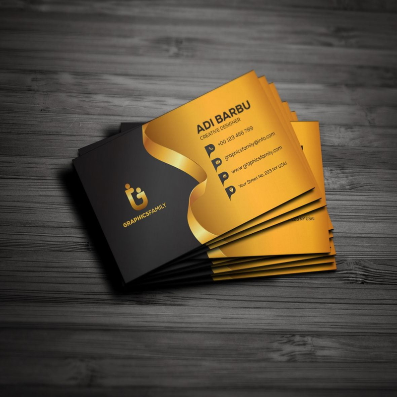 فایل طراحی کارت ویزیت - رنگ‌های طلایی و مشکی - Business Card Design – Gold And Black Colors