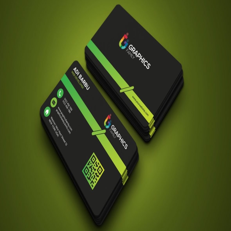 فایل قالب کارت ویزیت با طرح خط سبز - Business Card Template with Green Line Design