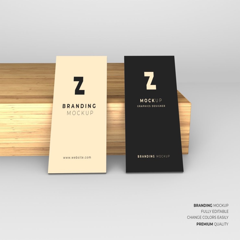 فایل قالب ماکت کارت ویزیت روی چوب - Business Cards Mockup Template on Wood